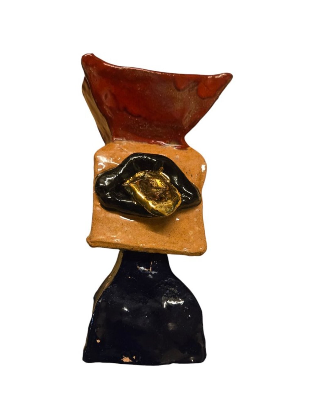 Golden Tongue Abstract Sculpture Handcrafted Vase Vessel OOAK Modern Art